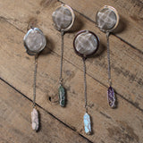 Wire-Wrapped Pillar Gemstone Tea Ball Infuser - columnar crystal with wire wrapped tree design
