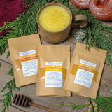 GOLDEN MILK Sample Packs - Organic Medicinal Herb & Mushroom Enhanced Turmeric-Ginger Powders (Ayurvedic Anti-Inflammatory Tonic)