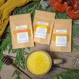 GOLDEN MILK Sample Packs - Organic Medicinal Herb & Mushroom Enhanced Turmeric-Ginger Powders (Ayurvedic Anti-Inflammatory Tonic)