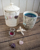 Wire-Wrapped Heart Gemstone Tea Ball Infuser - heart shaped crystal stone wire wrapped with Tree of Life design
