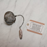 Wire-Wrapped Pillar Gemstone Tea Ball Infuser - Amethyst, Aventurine, Rose Quartz, or Opalite columnar crystal with wire wrapped tree design