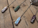 Wire-Wrapped Pillar Gemstone Tea Ball Infuser - Amethyst, Aventurine, Rose Quartz, or Opalite columnar crystal with wire wrapped tree design
