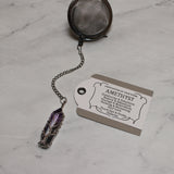 Wire-Wrapped Pillar Gemstone Tea Ball Infuser - Amethyst, Aventurine, Rose Quartz, or Opalite columnar crystal with wire wrapped tree design