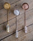 Gold / Rose Gold / Silver Wire-Wrapped Quartz Pillar Tea Ball Infuser -  tea steeper with wire wrapped tree on clear quartz crystal