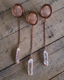 Gold / Rose Gold / Silver Wire-Wrapped Quartz Pillar Tea Ball Infuser -  tea steeper with wire wrapped tree on clear quartz crystal