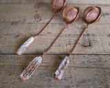 Gold / Rose Gold / Silver Wire-Wrapped Quartz Pillar Tea Ball Infuser -  tea steeper with wire wrapped tree on clear quartz crystal