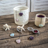 Wire-Wrapped Heart Gemstone Tea Ball Infuser - heart shaped crystal stone wire wrapped with Tree of Life design