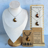 Crescent Moon Necklace - Choose from 11 different gemstone pendants