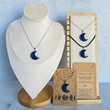 Crescent Moon Necklace - Choose from 11 different gemstone pendants