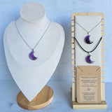 Crescent Moon Necklace - Choose from 11 different gemstone pendants