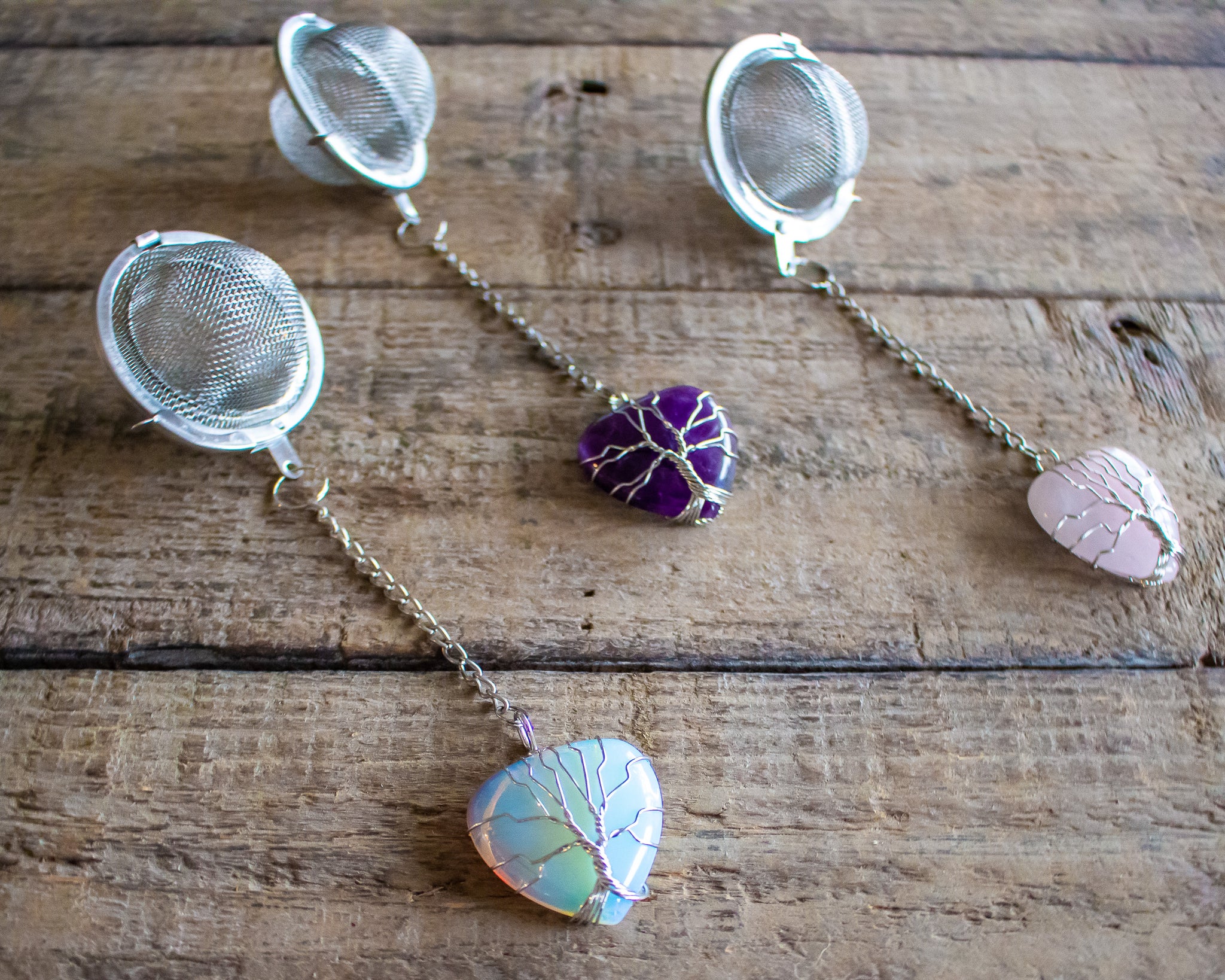 Wire-Wrapped Heart Gemstone Tea Ball Infuser heart shaped