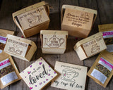 Tea for Lovers Custom Gift Set - Wooden berry basket with 4 lovely tea blends