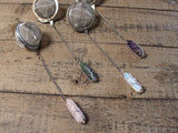 Wire-Wrapped Pillar Gemstone Tea Ball Infuser - Amethyst, Aventurine, Rose Quartz, or Opalite columnar crystal with wire wrapped tree design