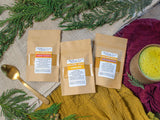 GOLDEN MILK Sample Packs - Organic Medicinal Herb & Mushroom Enhanced Turmeric-Ginger Powders (Ayurvedic Anti-Inflammatory Tonic)