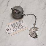 Wire-Wrapped Moon Gemstone Tea Ball Infuser - Crescent moon shaped crystal stone wire-wrapped with Tree of Life design