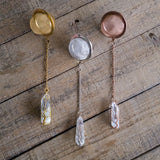 Gold / Rose Gold / Silver Wire-Wrapped Quartz Pillar Tea Ball Infuser -  Clear quartz crystal pillar wire wrapped with Tree of Life design